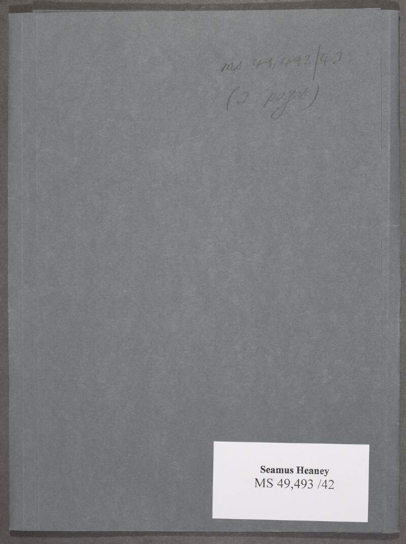 I.vi.11. Galley proofs, produced by the 'Irish University Review', containing three poems by Seamus Heaney,