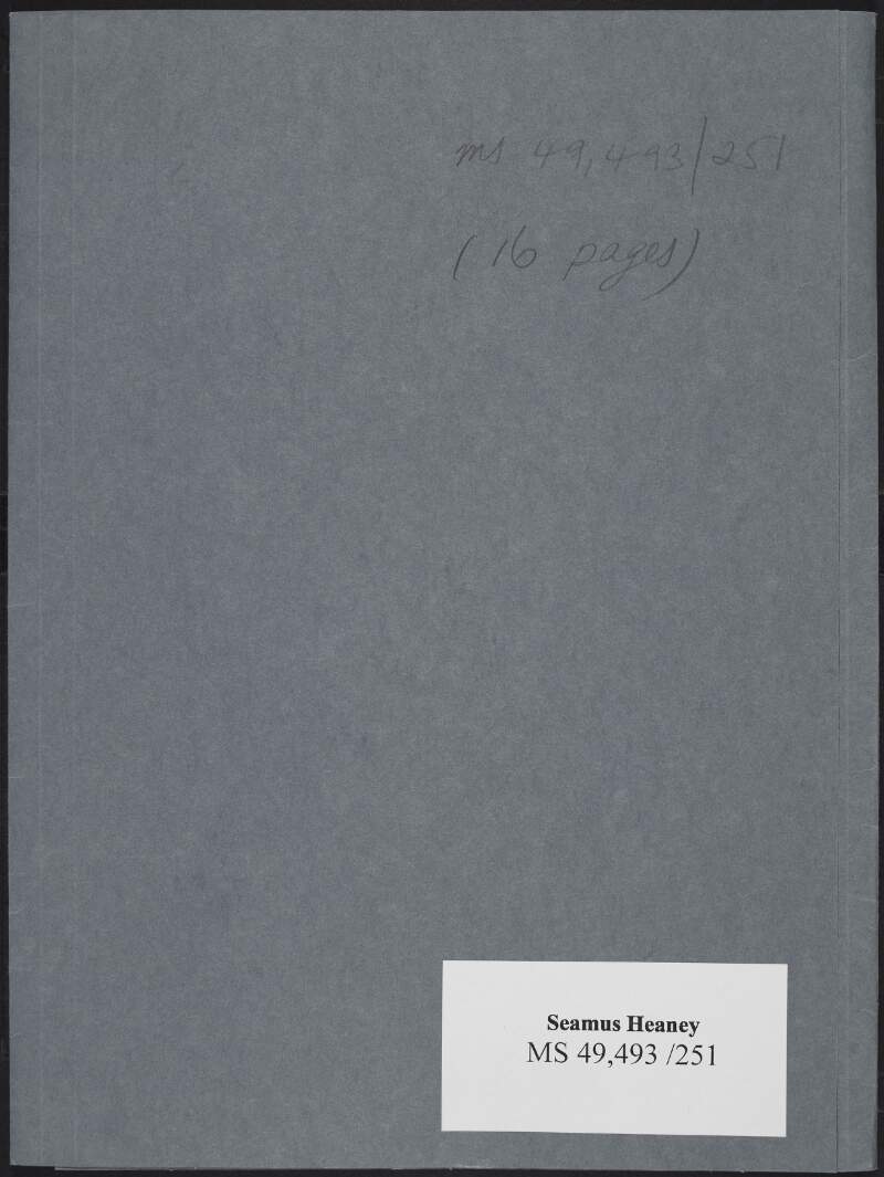 IV.ii.10. Correspondence between Seamus Heaney and staff at publishers Farrar, Straus and Giroux, of New York,