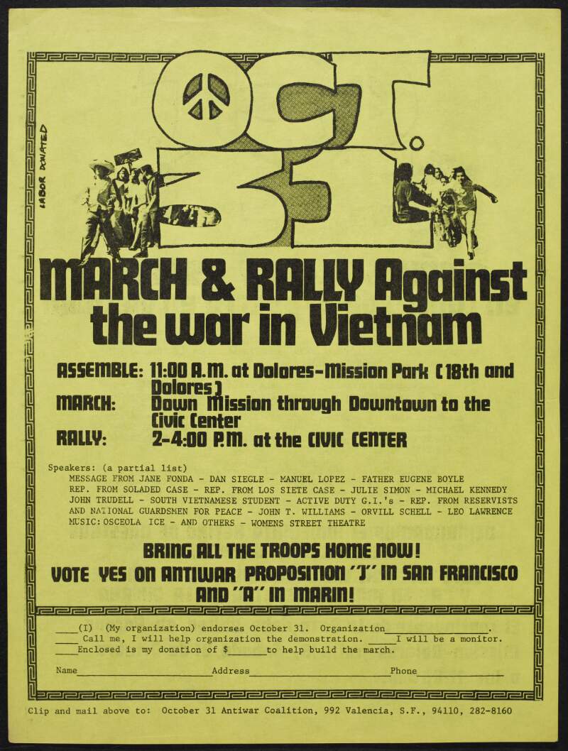 V.iii.4. Flyer, advertising a march against the Vietnam War in Dolores Park, San Francisco,