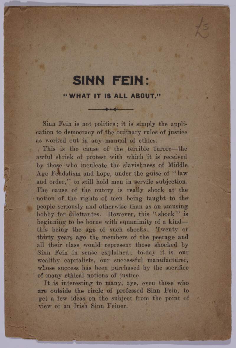 Sinn Fein : what it is all about /