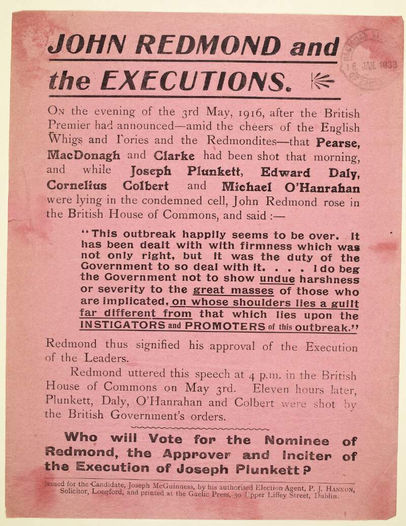 John Redmond and the executions /