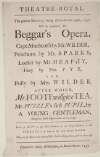 Theatre-Royal : this present Monday, being December the 19th, 1757, will be presented, the Beggar's Opera : Capt. Macheath by Mr. Wilder...and Polly by Mrs. Wilder : after which Mr. Foote will give Tea...places in the boxes to be taken of Mr. Neill in Abbey-street, and no where else.