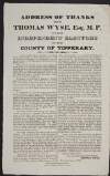 Address of thanks from Thomas Wyse, Esq. M.P., to the independent electors of the County of Tipperary /