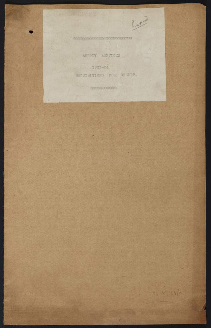 Folder "Supply Services 1923-1924. Requisitions for Credit",