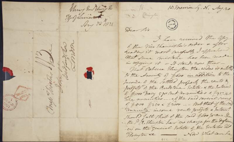 Letter from Thomas Erlington, Bishop of Limerick, to [Messrs.Books and Goane?], concerning the Vice Chancellors order and advice regarding the entitlements of Rebecca Erlington, widow,
