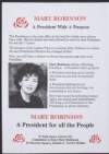 [Election flyer] Mary Robinson, a president with a purpose.