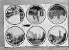 Six circular views of Belfast on single plate : (1) Castle Junction (2) Donegal Place (3) Albert Memorial & High Street (4) Queen's College (5) City Hall (6) Royal Avenue, Belfast, Co. Antrim