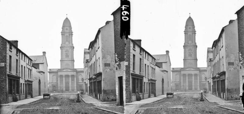 Possibly Donegall Street and St. Ann's Church, viewed from William Street, Long Lane, Belfast, Co. Antrim