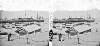 Harbour: Life boat shed in foreground, paddle steamer at Mail Boat pier, sailing ships at anchor, Dún Laoghaire, Co. Dublin