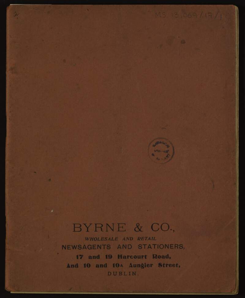 Exercise book containing Irish prose, phrases and ciphers,