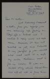 Draft letter by Lily O'Brennan to "Mr. Nolan" of 'The Kerryman', requesting return of her manuscripts,