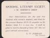Printed notice from the National Literary Society to Thomas MacDonagh informing him that his subscription for the past two sessions remain unpaid,