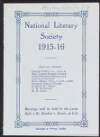 Printed syllabus from the National Literary Society of Ireland of the events of the year 1915-1916,