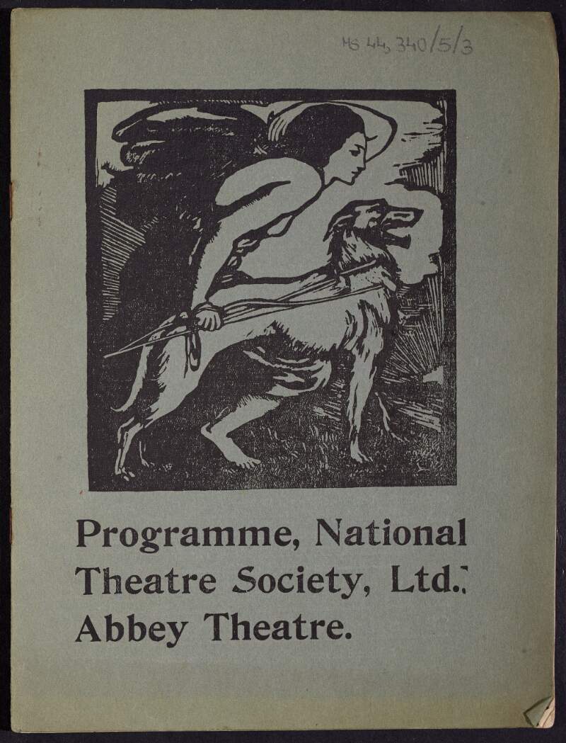 Theatre programme of The National Theatre Society for plays staged at the Abbey Theatre,