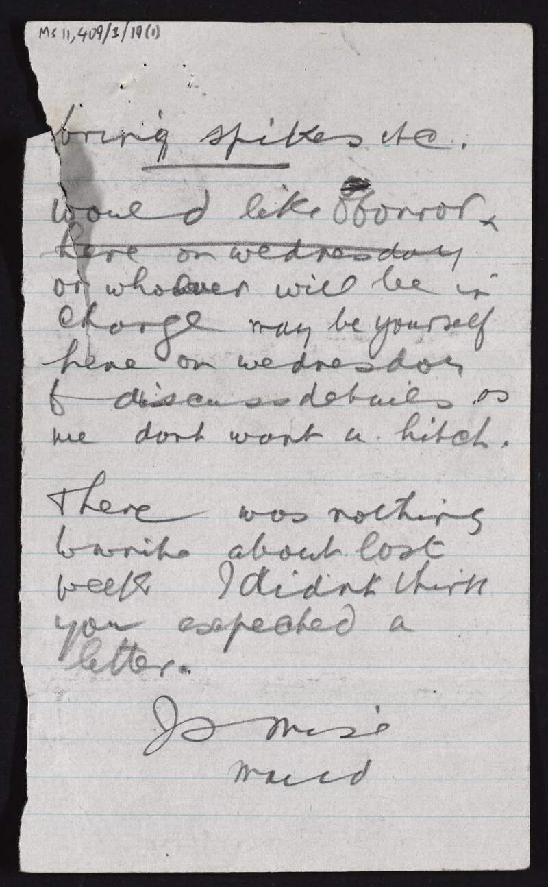Fragments of notes by Maud Gonne relating to an escape plan [for six Sinn Féin prisoners from Strangeway Gaol],