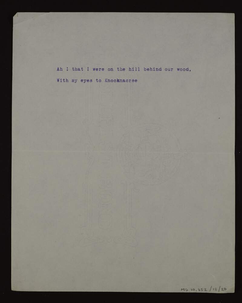 Incomplete, early typescript draft of the poem ['May day'],