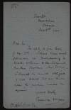 Letter from Sydney Curnow Vosper to Hugh Lane agreeing to donate a picture to the new modern art gallery in Dublin,