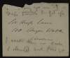 Envelope from John Singer Sargent to Hugh Lane with handwritten notes,