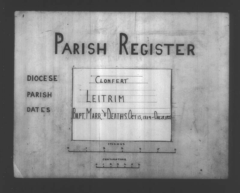 Register for the Catholic parish of Leitrim in the diocese of Clonfert, County Galway,