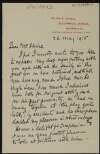 Letter from Charles Holroyd to Ruth Shine, expressing his sympathy with her and her family for the death of Hugh Lane [onboard the RMS Lusitania] and about how much he admired Hugh Lane for his "great ability and for his great generosity",