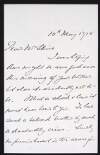 Letter from James Sanderson to Ruth Shine expressing his heartfelt sympathies on the death of her brother, Hugh Lane,