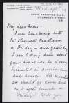 Letter from Evan North Burton-Mackenzie to Hugh Lane asking if he and Sir Kenneth Matheson may visit Lane's house and perhaps meet Lane,