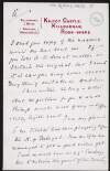 Partial letter from Evan North Burton-Mackenzie to Hugh Lane providing measurements of picture frames,