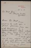 Letter from Sarah Macnaughton to Hugh Lane asking for a favour,