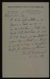 Letter from Frederick R. Falkiner to Hugh Lane informing him that he will send him a descriptive docket for cataloguing an item,
