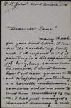 Letter from Matthijs Maris to Hugh Lane apologising that he cannot create a work for Lane quickly,