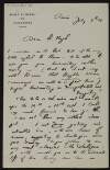 Letter from François Monod to Hugh Lane regarding Lane's handwriting and a visit to London,