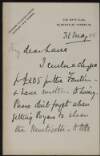 Letter from Hutcheson Poe to Hugh Lane in which a cheque is enclosed for £105,