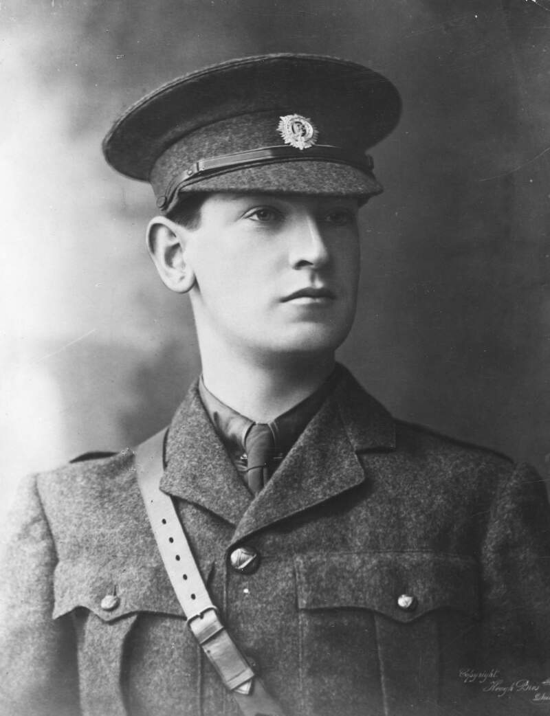 [Michael Collins, head and shoulders, facing right portrait, in military uniform]