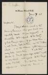 Letter from Charles Wentworth Dilke to Roger Casement regarding an issue at the House of Commons over Casement's question, requesting the dates of "Lord Percy's" replies and informing him that he will refer to the Congo matter in his speech,