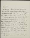 Letter from James Owen Hannay (George A. Birmingham) to Alice Stopford Green regarding his work 'Hyacinth',