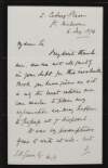 Letter from Frederick Wordsworth Haydon to John Richard Green regarding 'A Short History of the English People',