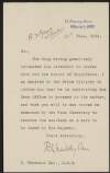 Letter from R. S. Meiklejohn to Roger Casement informing him the Prime Minister is instructing the Home Office to proceed with Casement's knighthood,