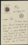 Letter from Roger Casement to Gertrude Bannister discussing the heat in Rio de Janeiro, his transportation into work from Petropolis, the elections in Great Britain and Home Rule,