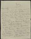 Letter from Roger Casement to Gertrude Bannister seding a line of farewell, adivisng her on the route to Gortahork, and asking her to do all she can to help Morel's testimonial,