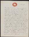 Autograph letter from Sir Nevil Macready to William Toynbee,