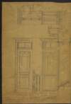 [Abbey Theatre details of porch to stalls with half-elevation of pay-box and a sketch of moulding on the same sheet]