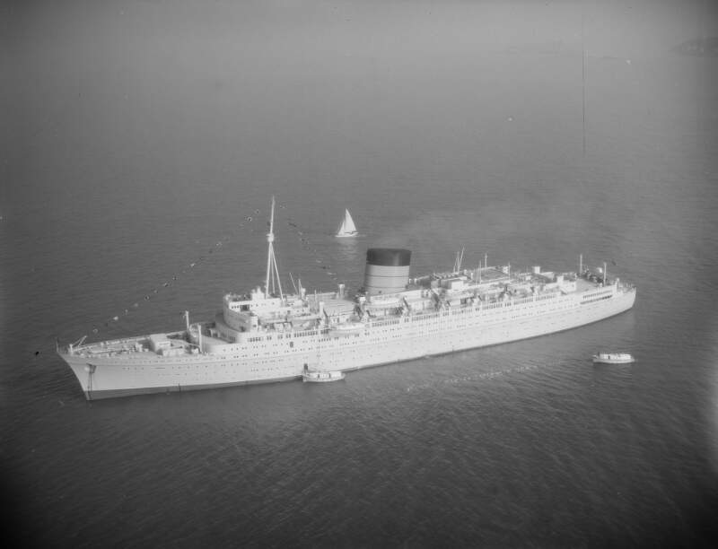 [RMS Caronia at sea, near Dun Laoghaire]