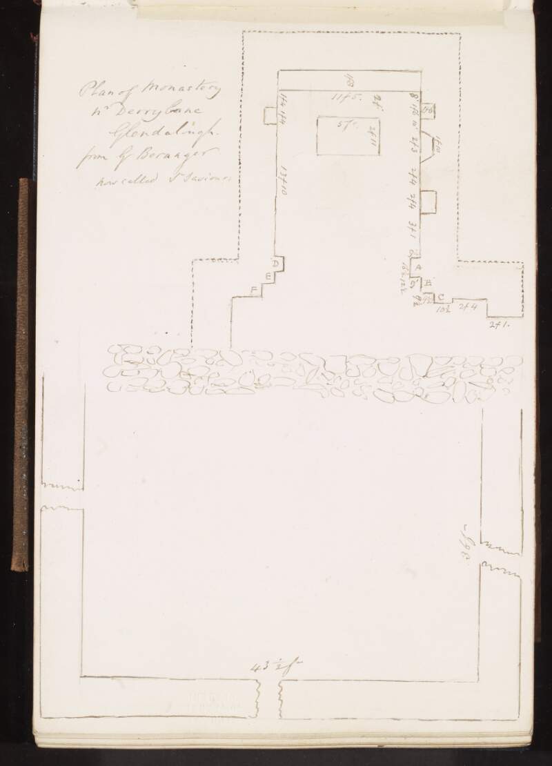 Plan of monastery near Derry Lane, Glendalough