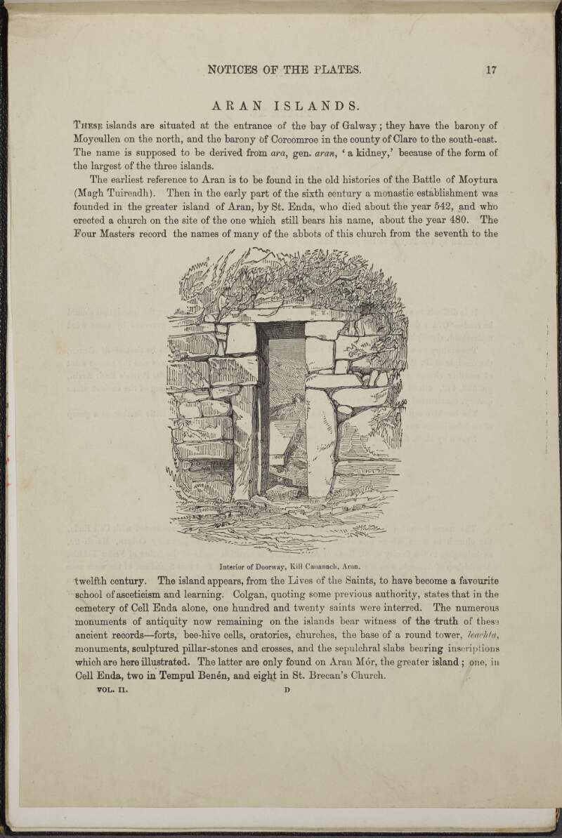 Notices of the plates, Aran Islands