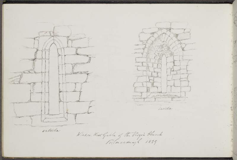 Window, west gable of the Virgin Church, Kilmacduagh, 1839