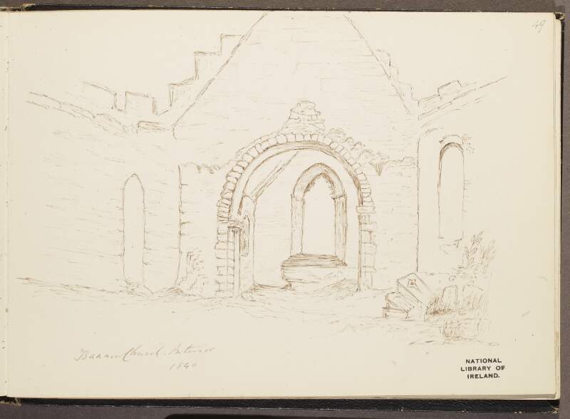 Bannow Church, interior, 1840