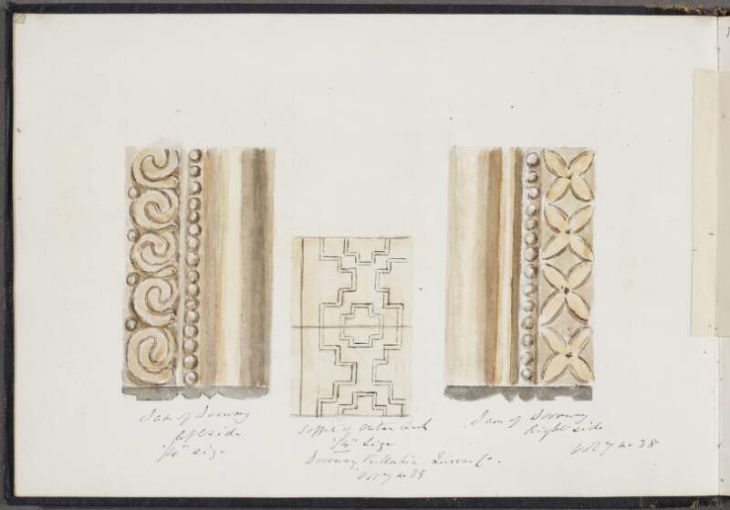 Jam of doorway, left side ; Soffit of outer arch, doorway, Killeshin [illegible] ; Jam of doorway, right-side