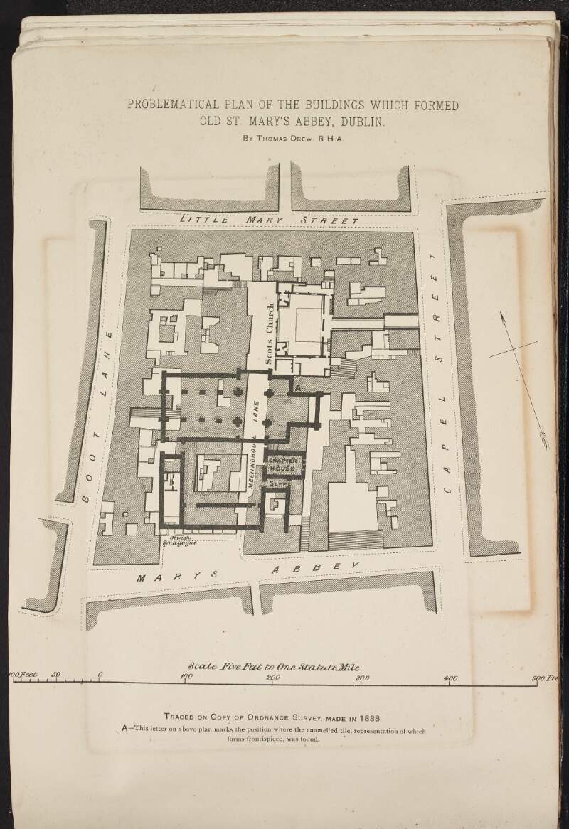 Problematic plan of the buildings which formed old St. Mary's Abbey, Dublin