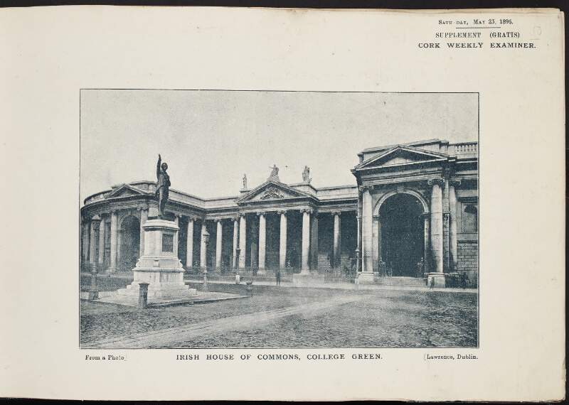 Irish House of Commons, College Green From a photo Lawrence, Dublin.