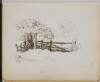 [Sketch of a country fence and trees, signed on l.l. of image "Hicks"]